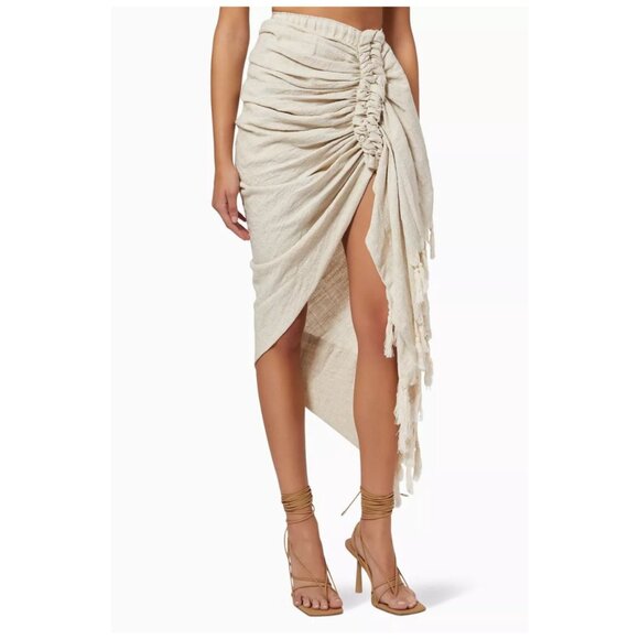 Just Be Queen Tulum Skirt 100% Cotton Sarong in Oatmeal Size Medium - Picture 1 of 7